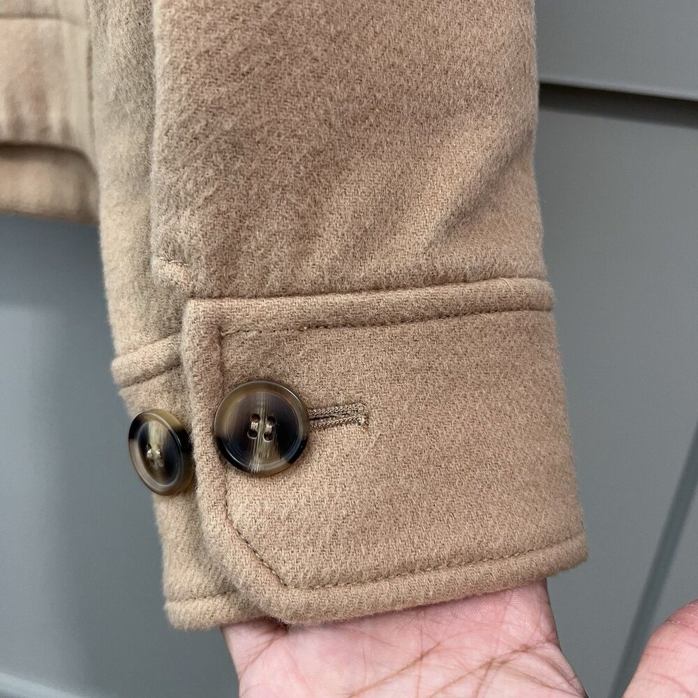 NAKED CASHMERE Wool Jacket Women Small Tan Cropped Full Zip Pocket Neutral $495 - Picture 7 of 16